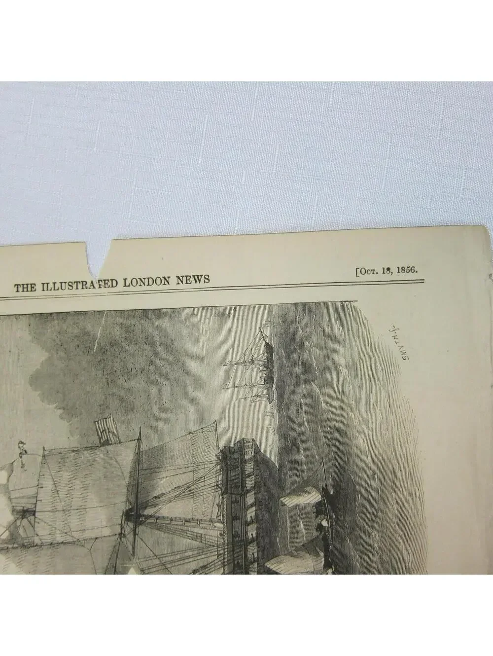 Antique 1856 Print The United States Steam Frigate Merrimack Naval Ship Seascape